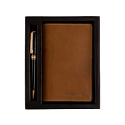 
Giftset Leather Writing Case and Pen (Passport holder) in Classic Full-Grain Leather - Vooraanzicht & getailleerd silhouet | Online kopen