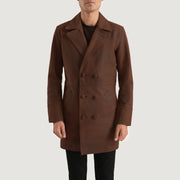 Men's Half Life Bruin Leren Jas voor Heren in Distressed Brown Cowhide Leather - Front Profile View &amp; Tailored Silhouette | Buy Online