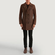 Close-Up Detail of Notch &amp; Button Hardware on Men's Half Life Bruin Leren Jas voor Heren