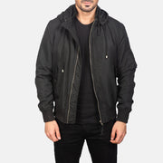 
Hanklin Ma-1 Black Hooded Bomber Jacket in Black Polyester - Vooraanzicht & getailleerd silhouet | Online kopen