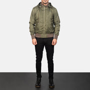 
Hanklin Ma-1 Green Hooded Bomber Jacket - Zijaanzicht met ergonomische mouwsnede