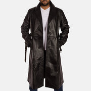 
Hooligan Zwart Leren Trenchcoat voor Heren - Zijaanzicht met ergonomische mouwsnede