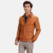
Hubert Lichtbruin Bruin Leren Jas voor Heren in Tan Brown Sheepskin Leather - Vooraanzicht & getailleerd silhouet | Online kopen