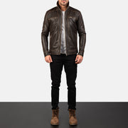 Hudson Leren Bikerjack voor Heren – alternate product view 3