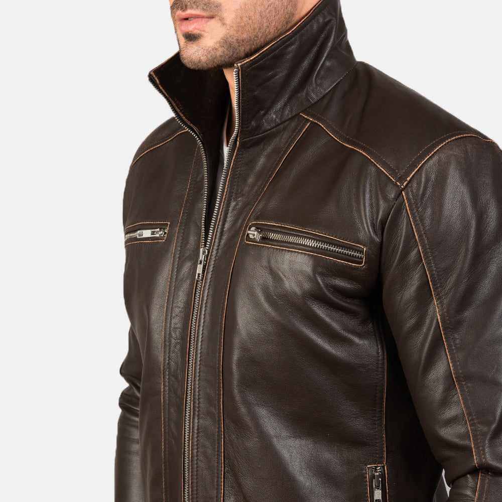 Hudson Leren Bikerjack voor Heren – alternate product view 6