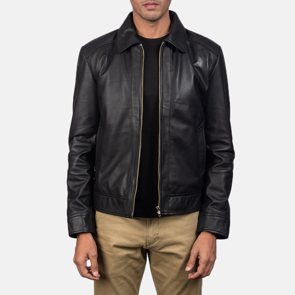 Men's Inferno Bruin Leren Jas voor Heren in Distressed Brown Sheep Skin Burnishing - Front Profile View &amp; Tailored Silhouette | Buy Online