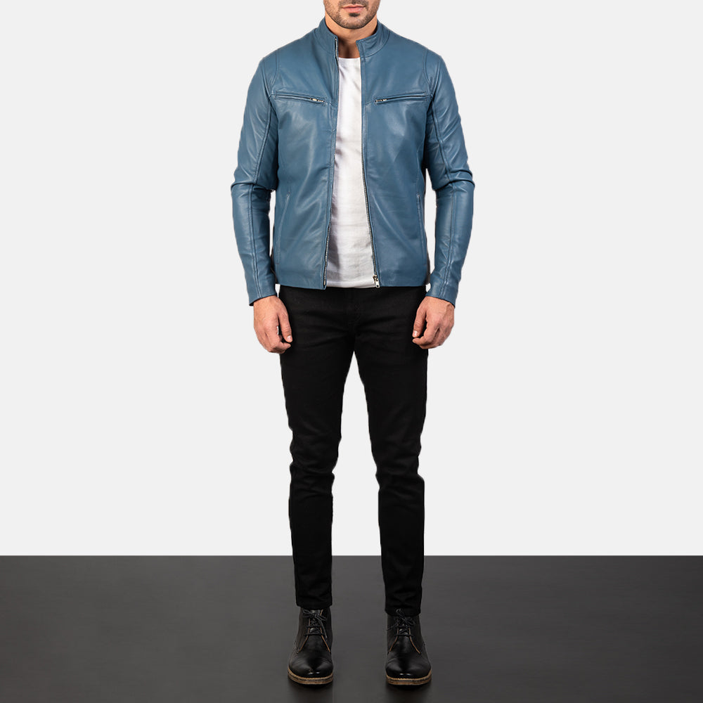 Ionic Leren Bikerjack voor Heren – alternate product view 3