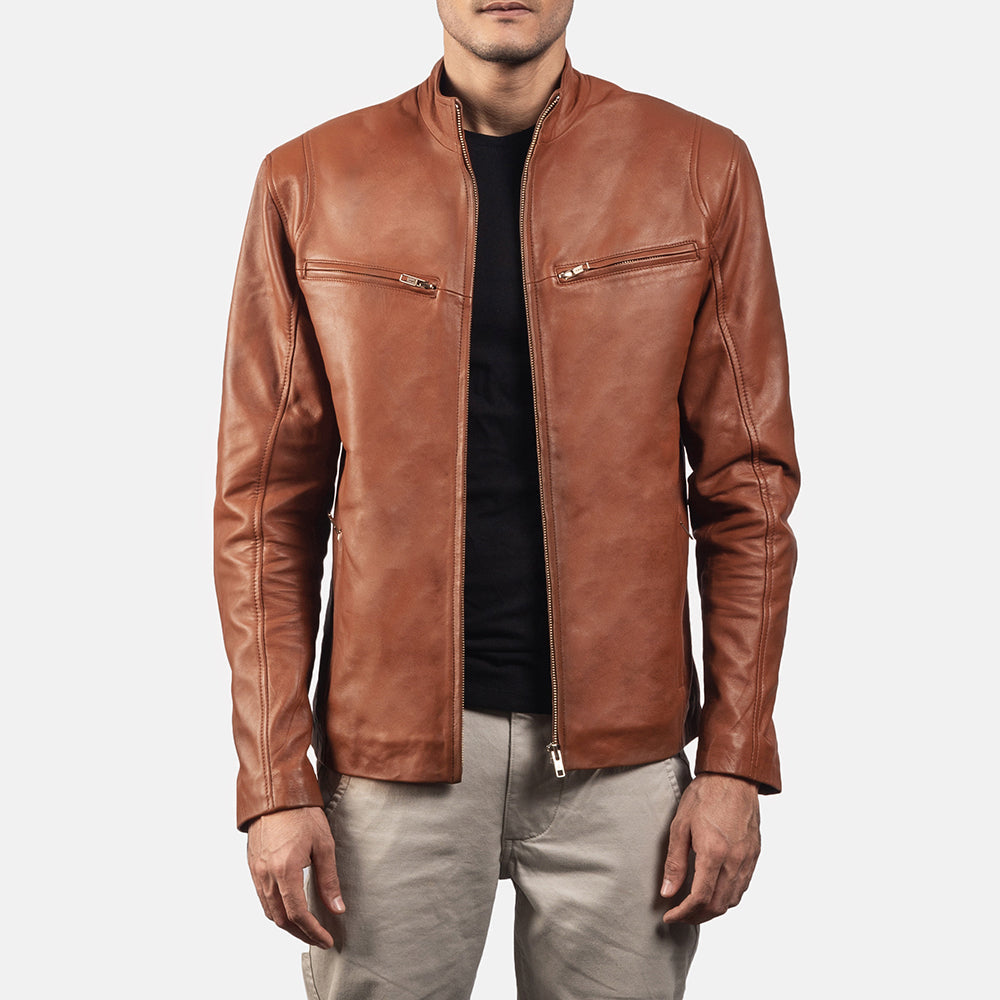 Ionic Leren Bikerjack voor Heren – alternate product view 1