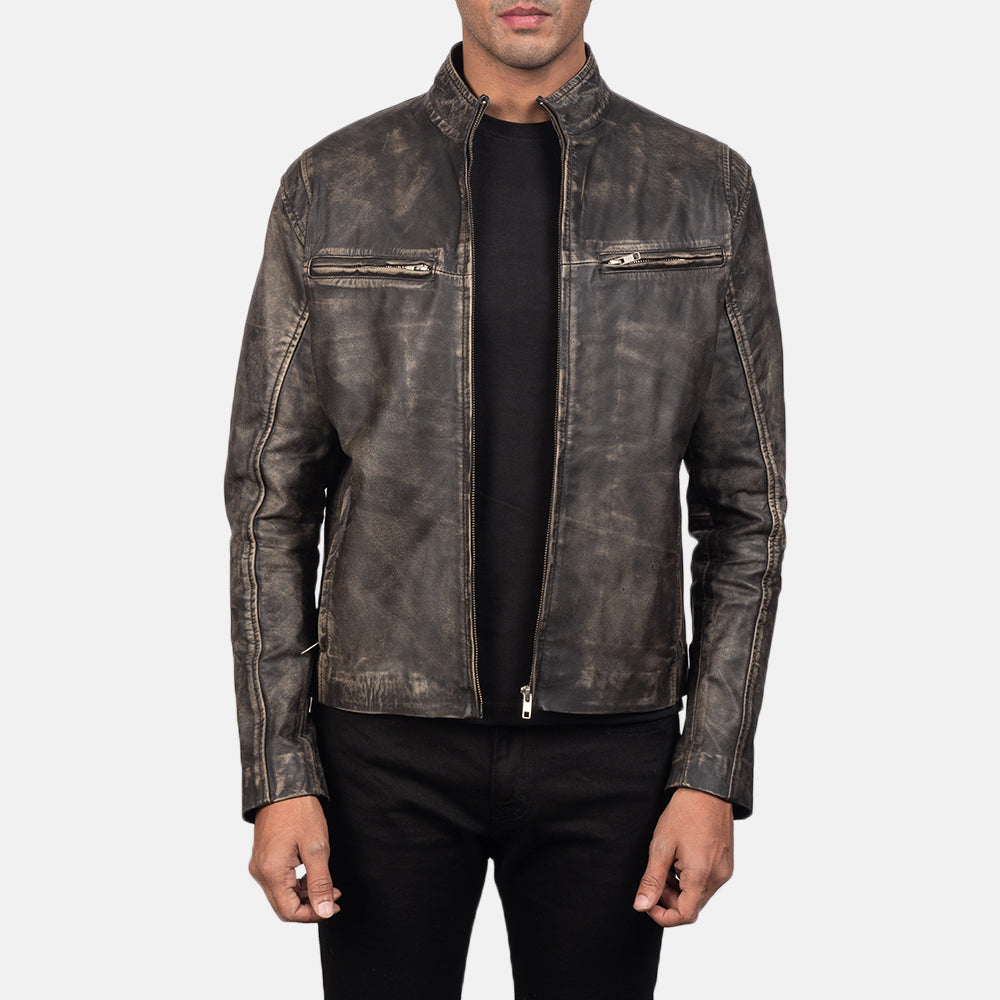 Ionic Leren Bikerjack voor Heren – alternate product view 1