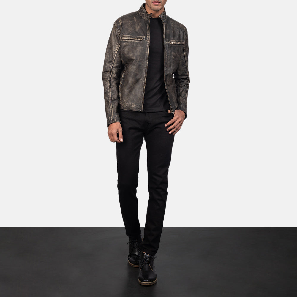 Ionic Leren Bikerjack voor Heren – alternate product view 4