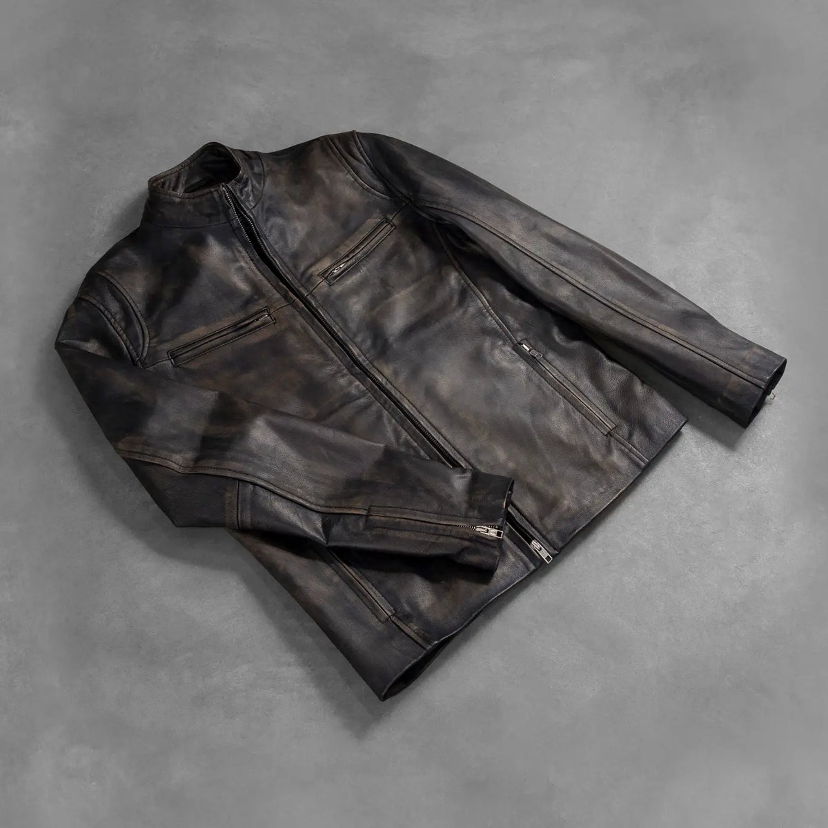 Ionic Leren Bikerjack voor Heren – alternate product view 7