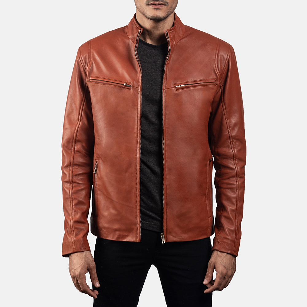 Ionic Leren Bikerjack voor Heren – alternate product view 4