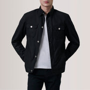 
Irwin Zwart Waxed Canvas Field Leren Jas voor Heren For Men in Black Waxed Cotton Canvas - Vooraanzicht & getailleerd silhouet | Online kopen
