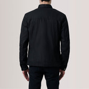 
Detailopname of Classic Collar & Button Hardware on Irwin Zwart Waxed Canvas Field Leren Jas voor Heren For Men