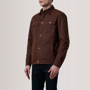 Irwin Bruin Waxed Canvas Field Leren Jas voor Heren For Men - Lateral Side Profile View Showing Sleeve Cut &amp; Athletic Taper Fit