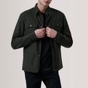 Irwin Olive Waxed Canvas Field Leren Jas voor Heren For Men in Olive Waxed Cotton Canvas - Front Profile View &amp; Tailored Silhouette | Buy Online