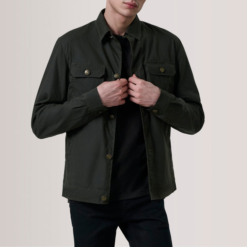 Irwin Olive Waxed Canvas Field Leren Jas voor Heren