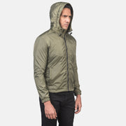 
Jimmy Groen Hooded Windbreaker Leren Jas voor Heren - Achteraanzicht met getailleerde schouders & strakke zoom