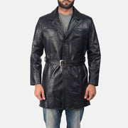 
Jordan Zwart Leren Jas voor Heren in Black Cowhide Leather - Vooraanzicht & getailleerd silhouet | Online kopen