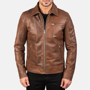 Lavendard Leren Bikerjack voor Heren – alternate product view 3