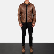 Lavendard Leren Bikerjack voor Heren – alternate product view 4