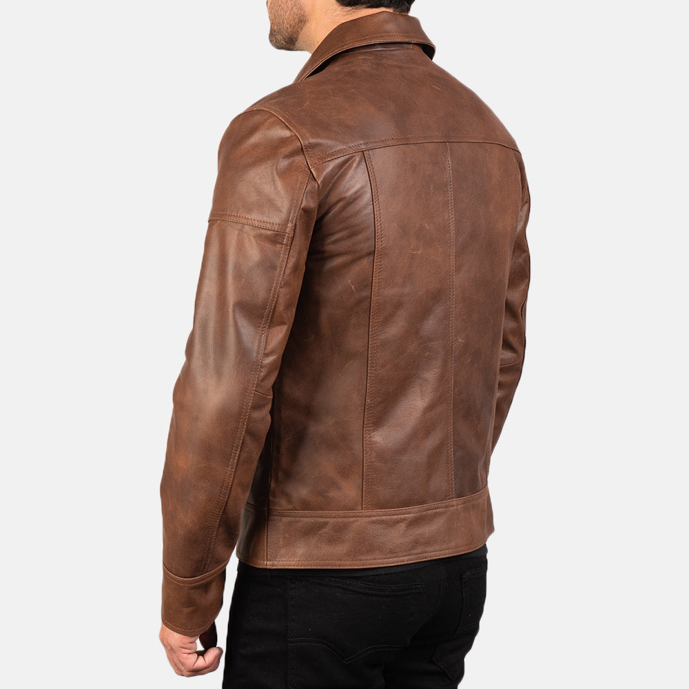 Lavendard Leren Bikerjack voor Heren – alternate product view 6