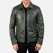 Lavendard Leren Bikerjack voor Heren – alternate product view 1