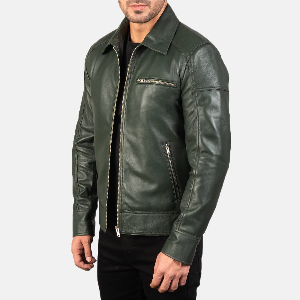 Lavendard Leren Bikerjack voor Heren – alternate product view 2