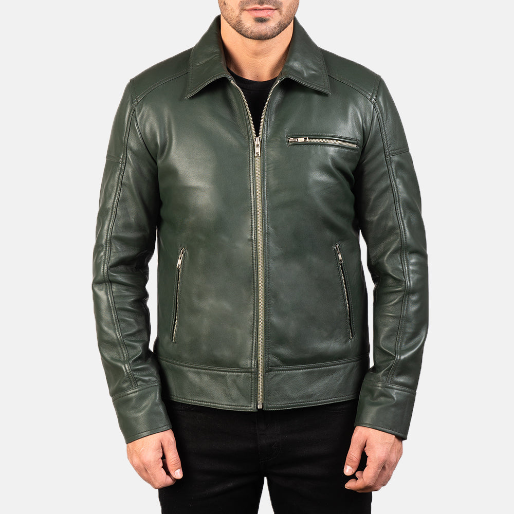 Lavendard Leren Bikerjack voor Heren – alternate product view 3