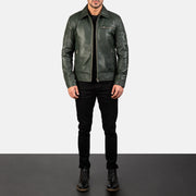 Lavendard Leren Bikerjack voor Heren – alternate product view 4