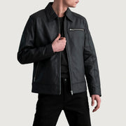 Lavendard Leren Bikerjack voor Heren – alternate product view 1