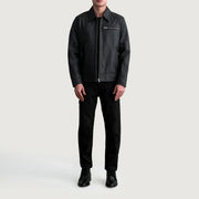 Lavendard Leren Bikerjack voor Heren – alternate product view 4