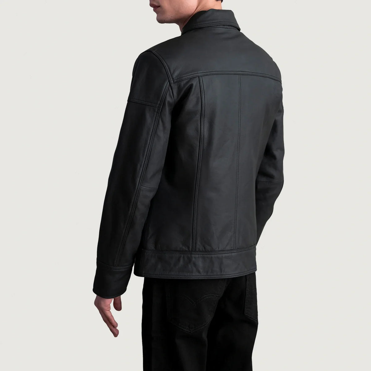 Lavendard Leren Bikerjack voor Heren – alternate product view 6