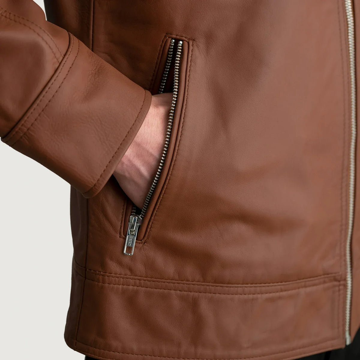 Lavendard Leren Bikerjack voor Heren – alternate product view 5