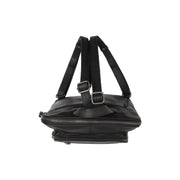 Floran Full-Grain Leather Backpack voor Dames - Structured Side Profile Showing Gusset Depth &amp; Expansion Capacity