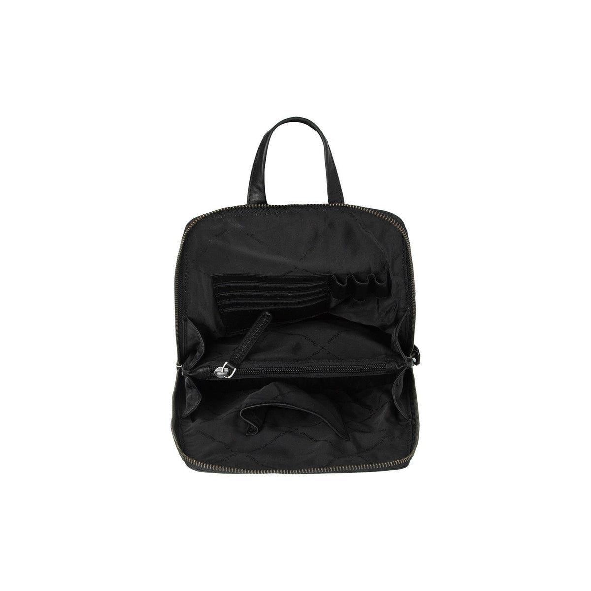 Solid Antique Brass Hardware &amp; Heavy-Duty Dual Zipper Detail on Linford Full-Grain Leather Backpack voor Dames