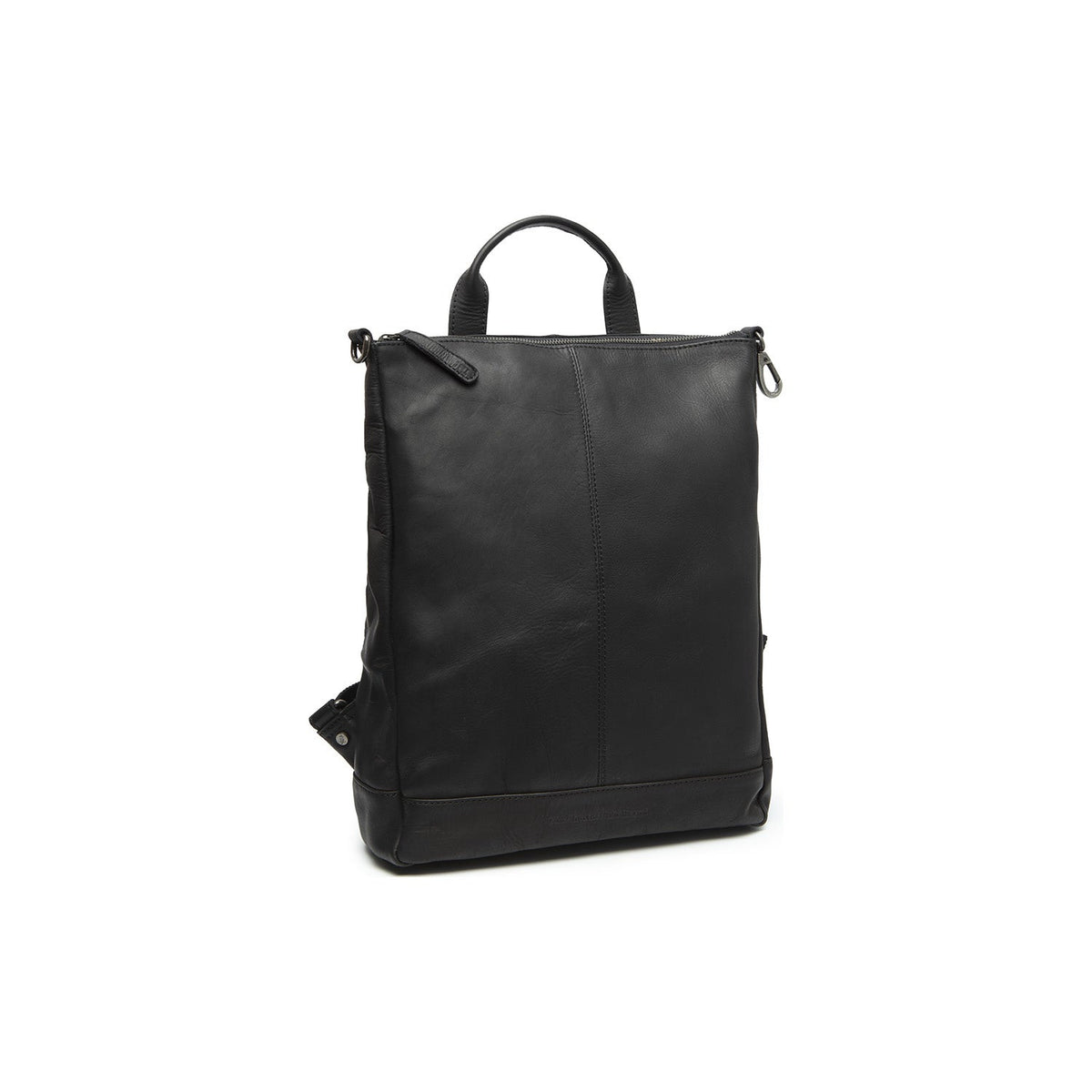 Manchester Full-Grain Leather Backpack voor Dames - Structured Side Profile Showing Gusset Depth &amp; Expansion Capacity