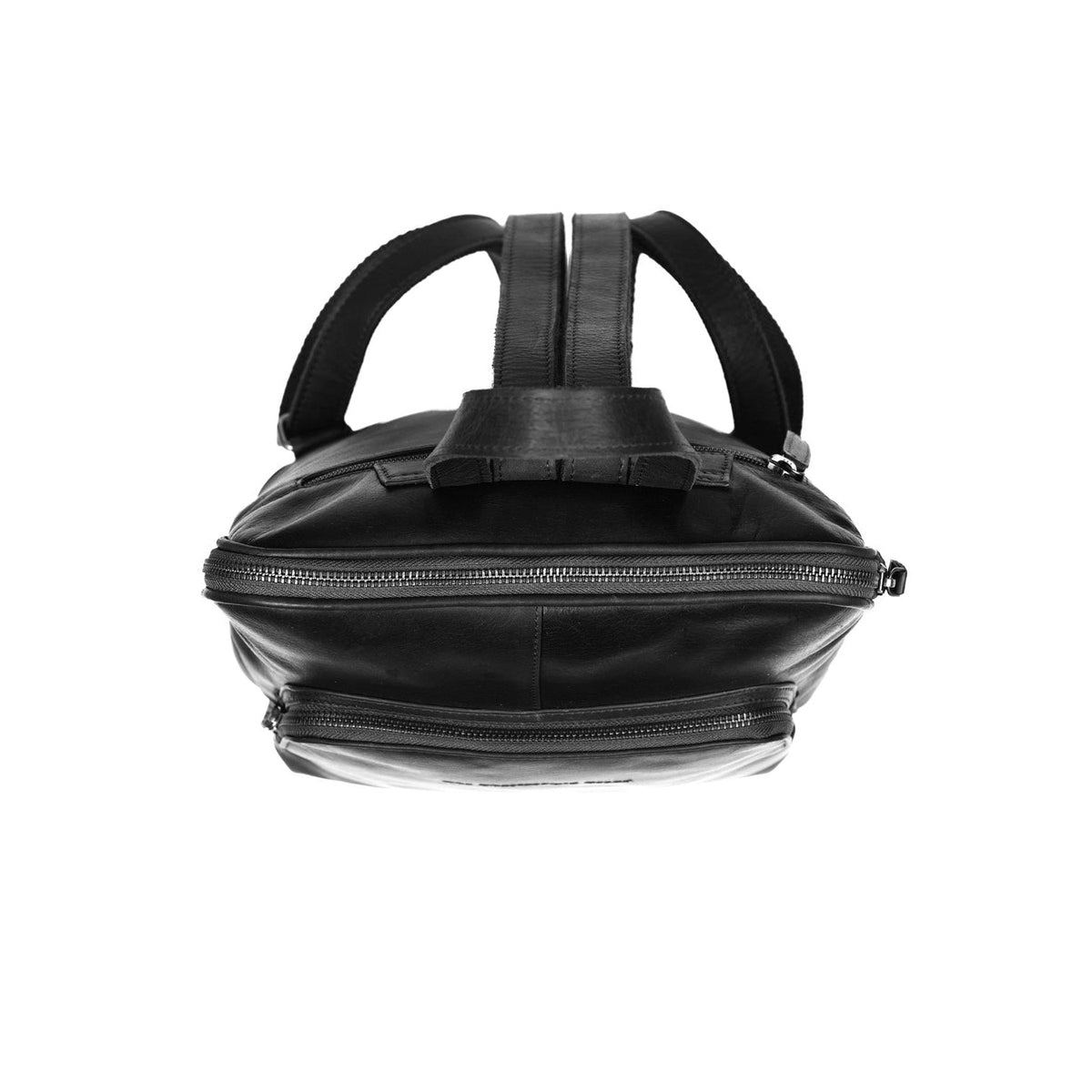 Naomi Full-Grain Leather Backpack voor Dames - Structured Side Profile Showing Gusset Depth &amp; Expansion Capacity