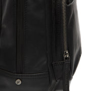 Santana Full-Grain Leather Backpack voor Dames - Structured Side Profile Showing Gusset Depth &amp; Expansion Capacity