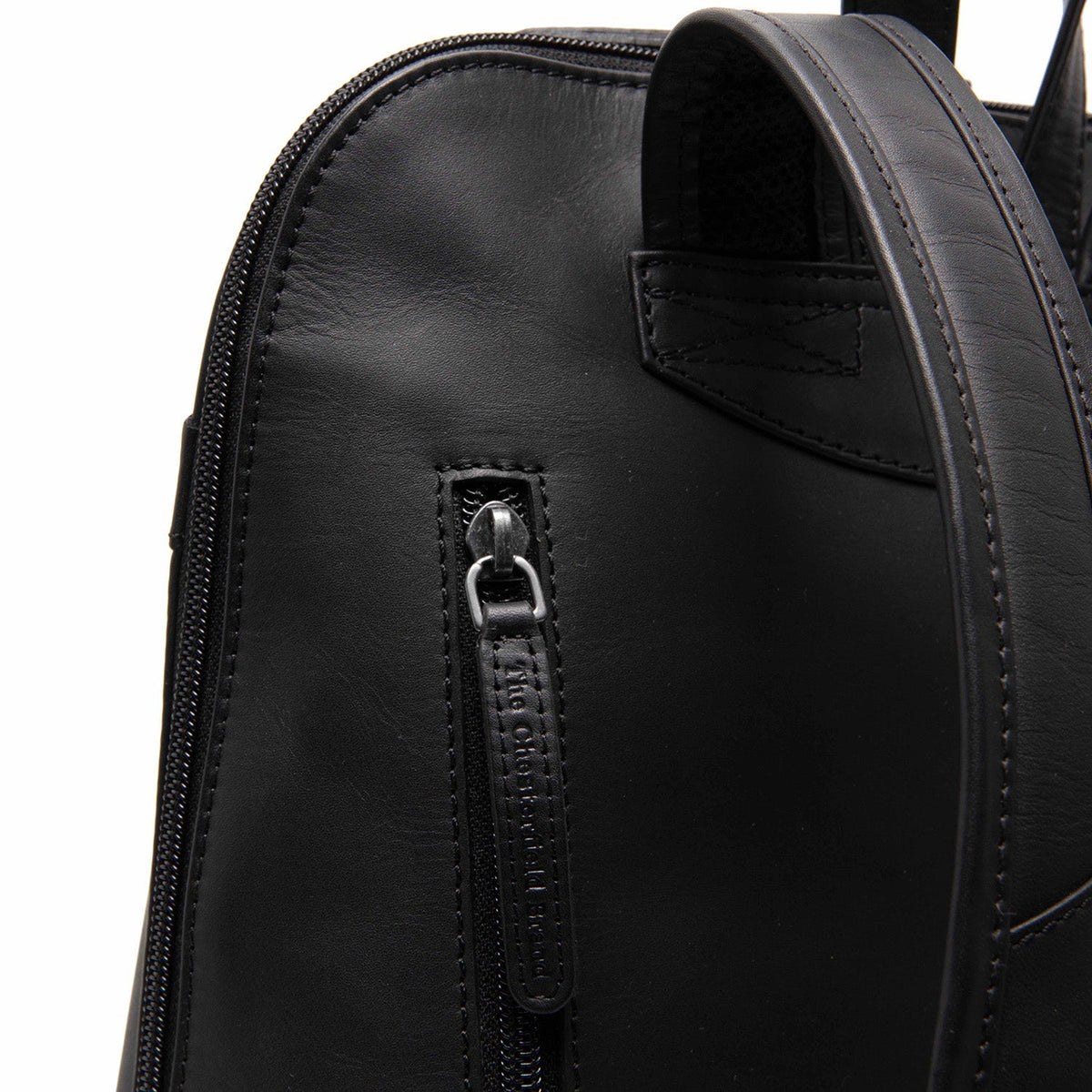 Tigris Full-Grain Leather Backpack voor Dames - Structured Side Profile Showing Gusset Depth &amp; Expansion Capacity