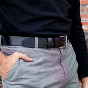 Aayden Full-Grain Leather Belt voor Heren - Structured Side Profile Showing Gusset Depth &amp; Expansion Capacity