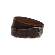 Solid Antique Brass Hardware &amp; Heavy-Duty Dual Zipper Detail on Copper Full-Grain Leather Belt voor Heren