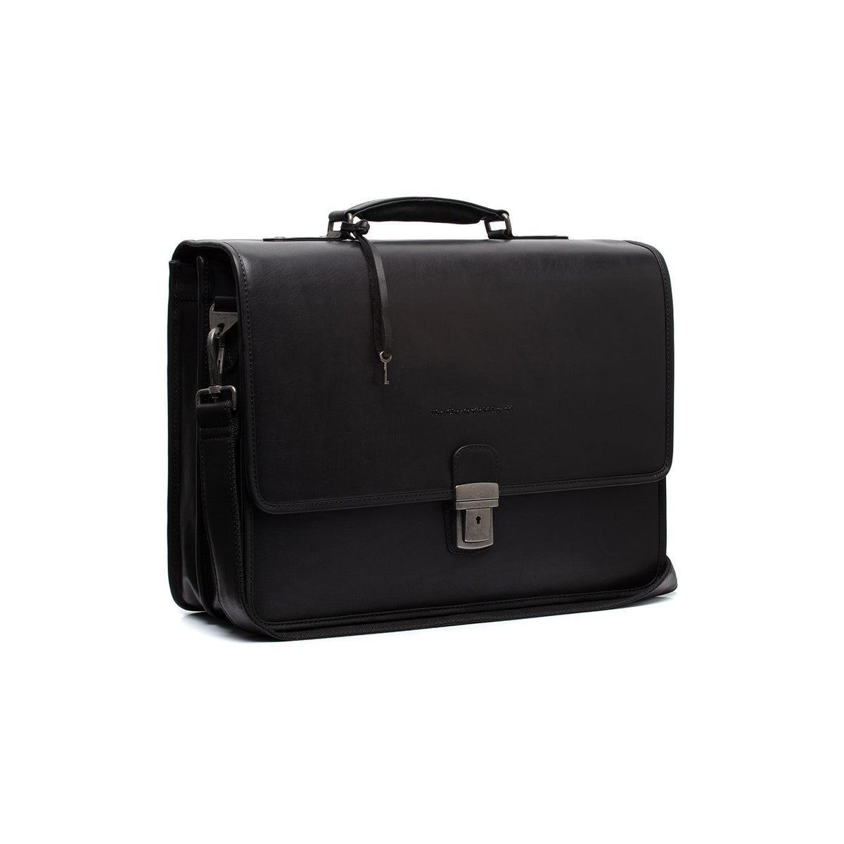 Glenwood Full-Grain Leather Briefcase voor Heren in Classic 100% Full-Grain Leather - Full Exterior Front Profile View | Buy Online