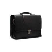 Glenwood Full-Grain Leather Briefcase voor Heren in Classic 100% Full-Grain Leather - Full Exterior Front Profile View | Buy Online