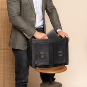 Springfield Full-Grain Leather Briefcase voor Dames - Structured Side Profile Showing Gusset Depth &amp; Expansion Capacity