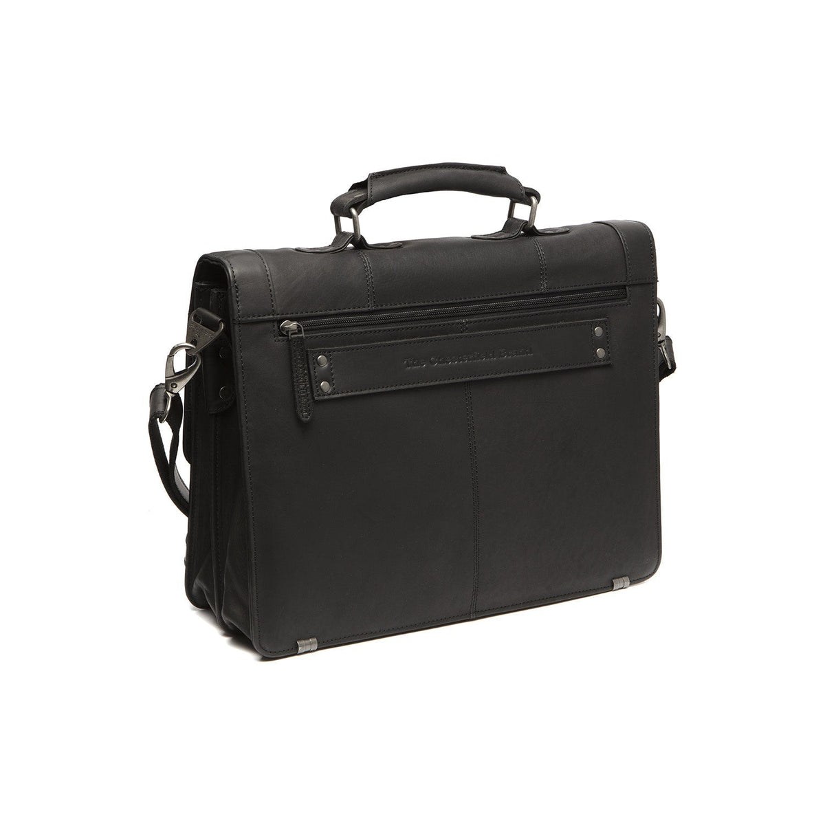 Solid Antique Brass Hardware &amp; Heavy-Duty Dual Zipper Detail on Stuttgart Full-Grain Leather Briefcase voor Dames