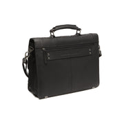 Solid Antique Brass Hardware &amp; Heavy-Duty Dual Zipper Detail on Stuttgart Full-Grain Leather Briefcase voor Dames