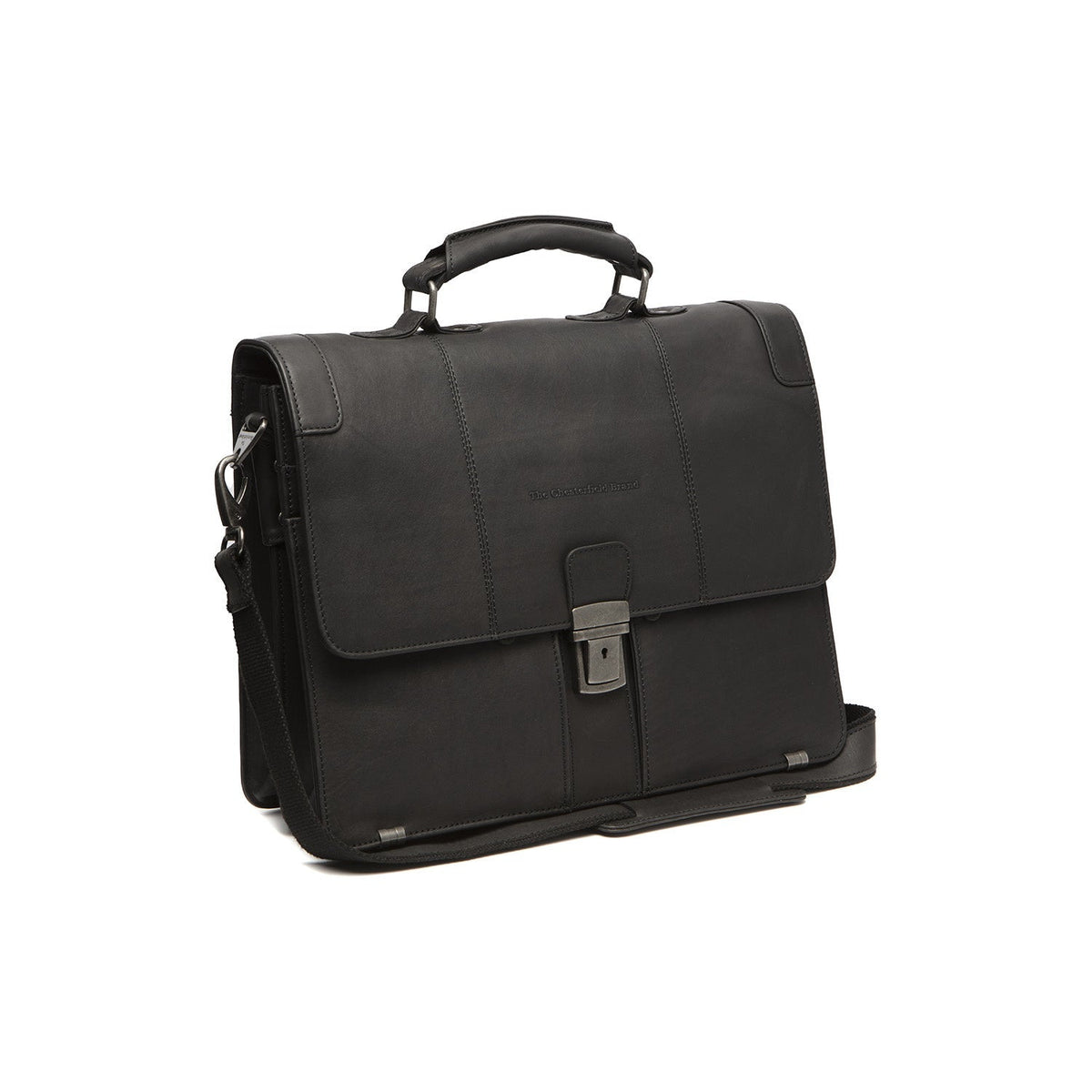 Stuttgart Full-Grain Leather Briefcase voor Dames in Classic 100% Full-Grain Leather - Full Exterior Front Profile View | Buy Online