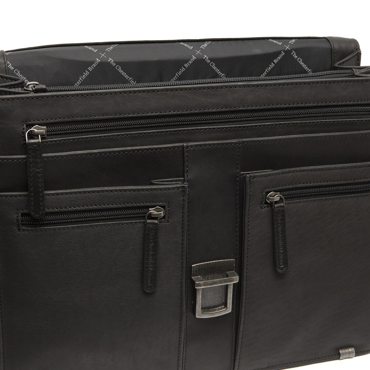 Stuttgart Full-Grain Leather Briefcase voor Dames - Structured Side Profile Showing Gusset Depth &amp; Expansion Capacity