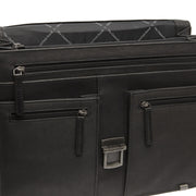 Stuttgart Full-Grain Leather Briefcase voor Dames - Structured Side Profile Showing Gusset Depth &amp; Expansion Capacity